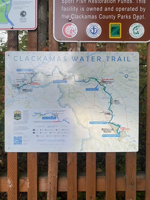 Multi-purpose sign structure near the ramp at Barton Park - now Clackamas Water Trail map located where the floats start.