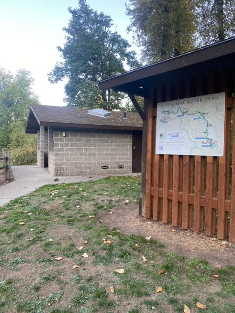 Kiosk located close to the restrooms and near the boat ramp.