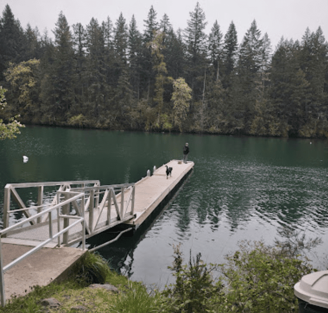 Canoe & kayak launch and fishing dock on Estacada Lake at Timber Park